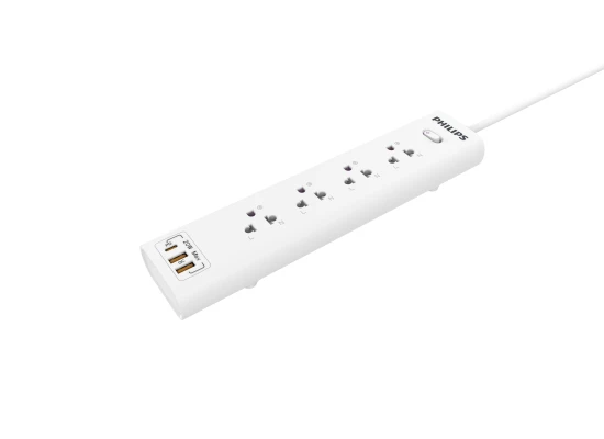 Philips Power Strip 4 AC Outlet, 1USB-C , 2 USB with overload Protection, 2M EU